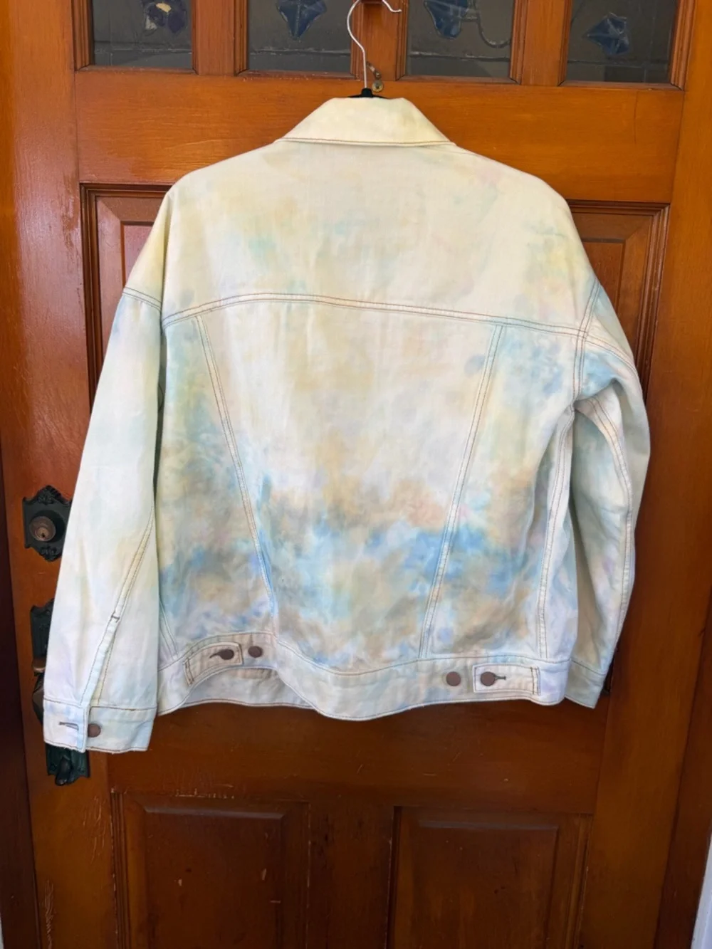 NWOT! FREE PEOPLE Tie-Dye Pastel Denim Jacket Sz Xs (Oversized) - Picture 4 of 4